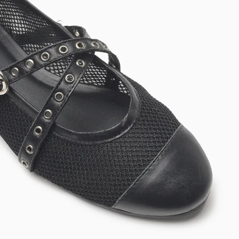 Balerinas a pie Negro Blu