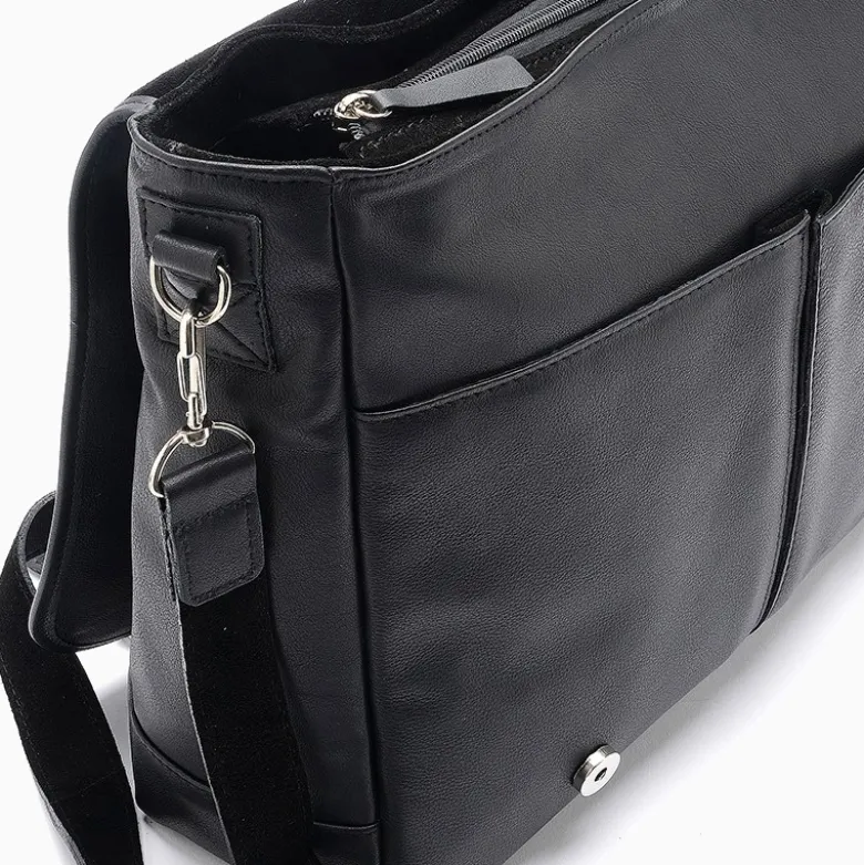 Cartera Hush Puppies Negro 2540 Maletin Lucio